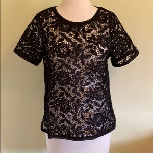 Ann Taylor Black Lace Blouse